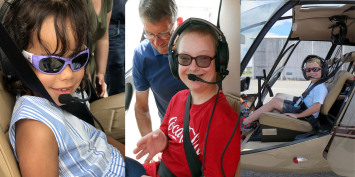 Eliza, Baptiste et Soren ont la t�te dans les nuages avec notre super pilote Jean-Marc